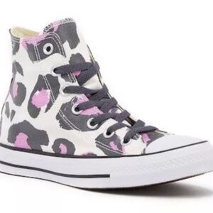 Converse All Star Chuck Taylor High Top Cheetah Pink Black Beige Womens Sz 8